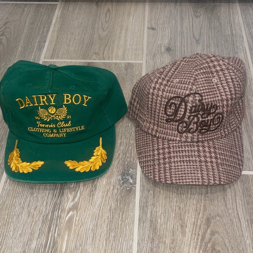 Dairy Boy Green and Brown Womens Hats Ballcap Lot of 2